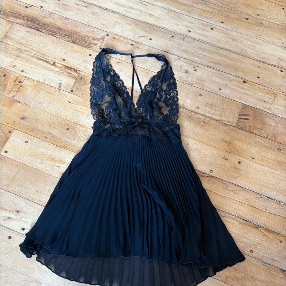 Black Sleeveless Halter Mini Dress